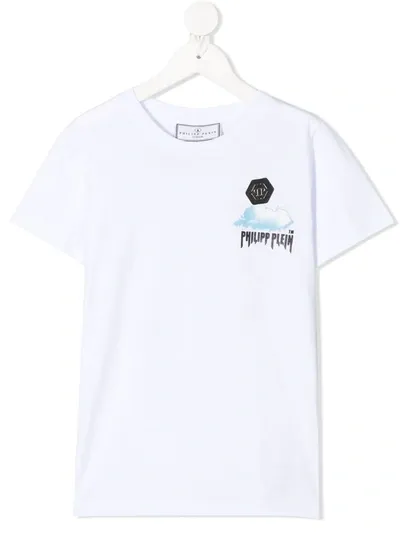 Philipp Plein Kids' Ss Clouds White T-shirt