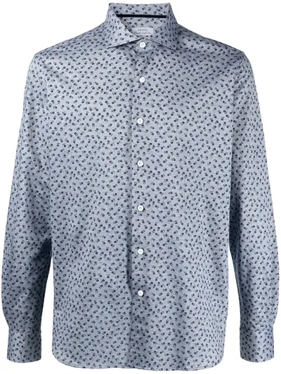 Orian Floral Print Shirt In Blue