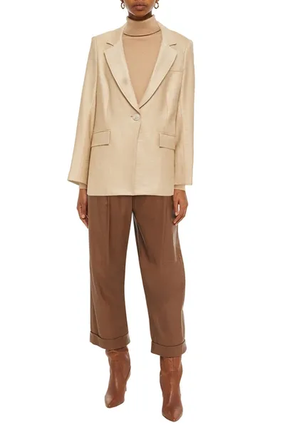 Veronica Beard Lyda Satin-gabardine Blazer In Beige