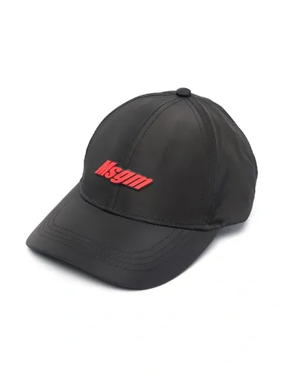 Msgm Teen Embroidered Logo Baseball Cap In Black