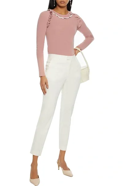 Red Valentino Twill Slim-leg Pants In Ivory