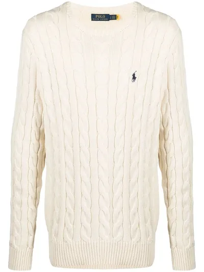 Polo Ralph Lauren Cable-knit Cotton Jumper In Weiss