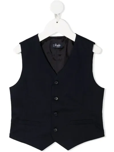 Il Gufo Kids' V-neck Buttoned Waistcoat In Blue