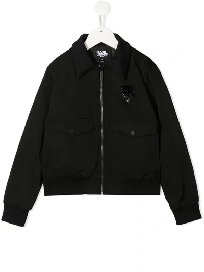 Karl Lagerfeld Kids' Quote Print Jacket In Black