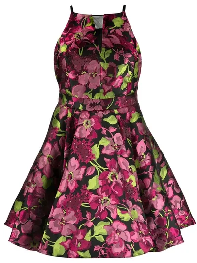 Twinset Sleeveless Flared Floral Dress In Black