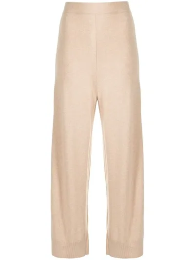 Rosetta Getty Cropped Mélange Cashmere Wide-leg Pants In Neutrals