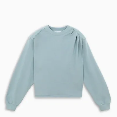 Remain Birger Christensen Pleated French Cotton-terry Sweatshirt In Slate Blue