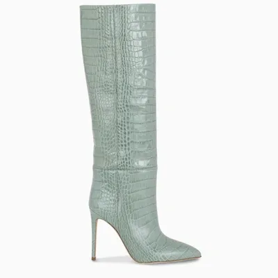 Paris Texas Aquamarine Boots With Crocodile Print In Grigio