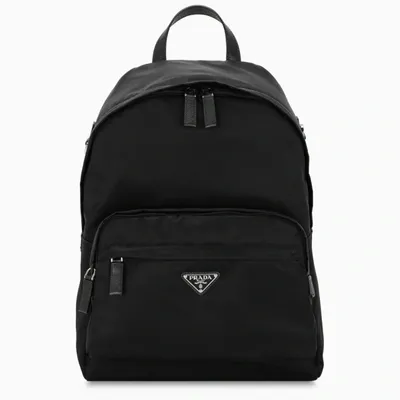 Prada Black Nylon And Saffiano Backpack