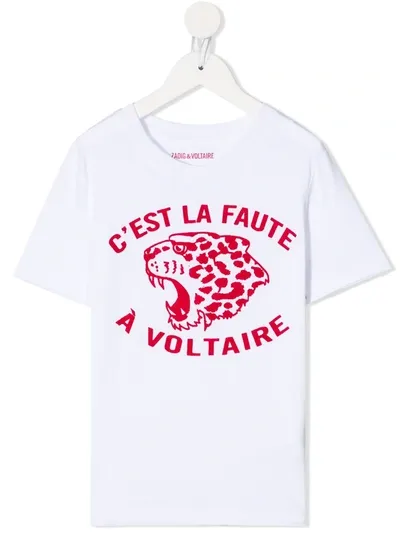 Zadig & Voltaire Kids' Kita Tiger-print Cotton T-shirt In White