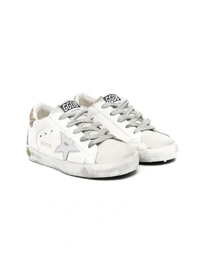 Golden Goose Kids' Superstar Distressed Sneakers In White