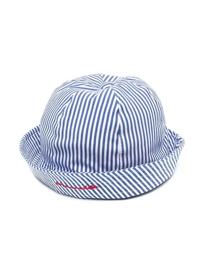 Monnalisa Kids' Striped Embroidered-logo Hat In Blue