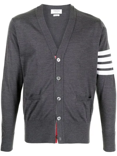 Thom Browne 4-bar V-neck Cardigan In Grey