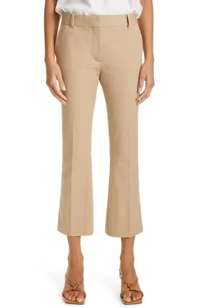 Frame Le Crop Mini Boot-cut Leather Pants In Dark Sand