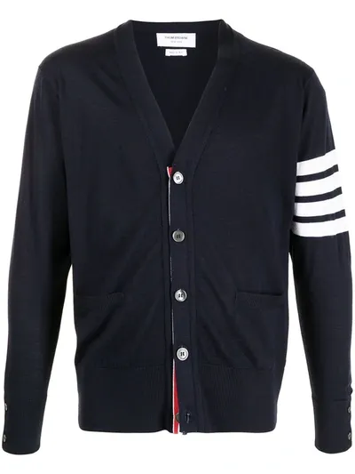 Thom Browne 4-bar V-neck Cardigan In Blue