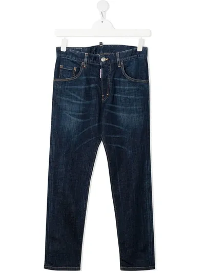 Dsquared2 Teen Mid-rise Slim-fit Jeans In Blue