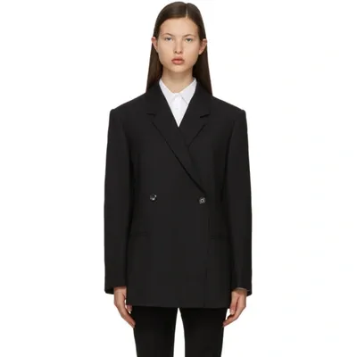 Totême Loreo Oversized Double-breasted Woven Blazer In Black