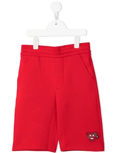 Emporio Armani Teen Smiling Face Shorts In Red