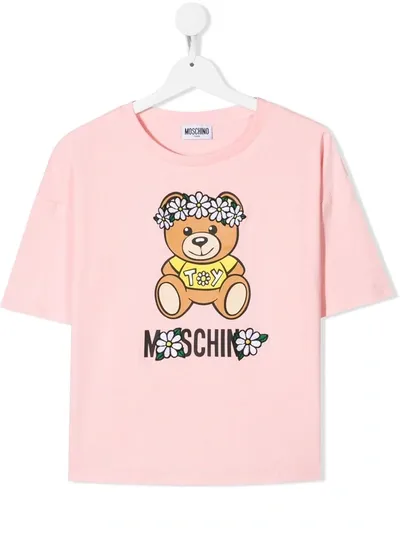 Moschino Babies' Teen Teddy Bear-print Cotton T-shirt In Pink