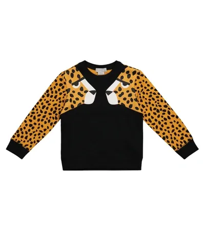 Stella Mccartney Multicolor Sweatshirt For Kids With Cheetahs In Black