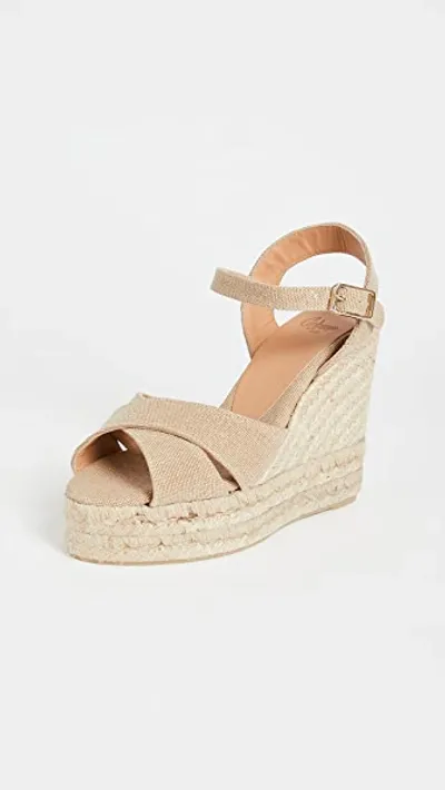 Castaã±er 110mm Blaudell Cotton Espadrille Wedges In Ivory