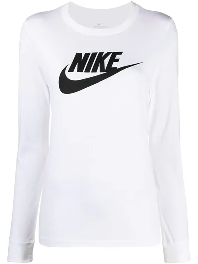 Nike Swoosh Logo Long-sleeved T-shirt In White