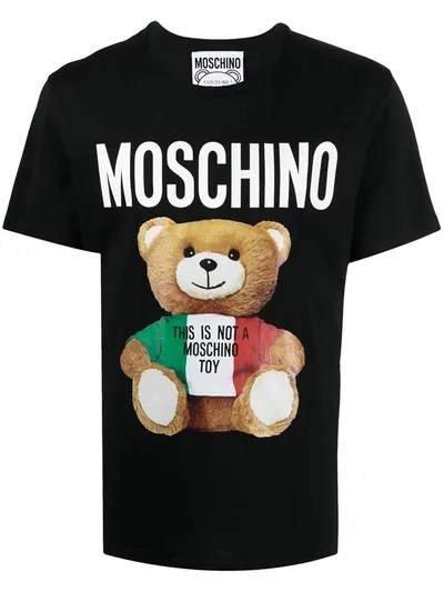 Moschino Logo-print Teddy-motif T-shirt In Black