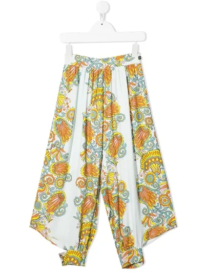 Lanvin Enfant Kids' Floral-print Flared-leg Trousers In Multi