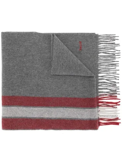 Bally Striped Wool-cashmere Scarf In Grey