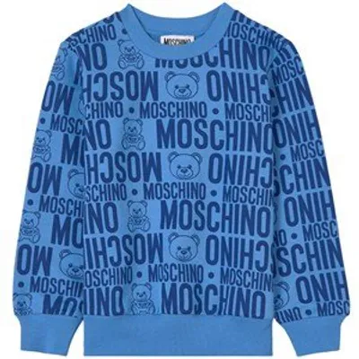 Moschino Kids' Teddy Bear Logo Print Sweatshirt In Blue