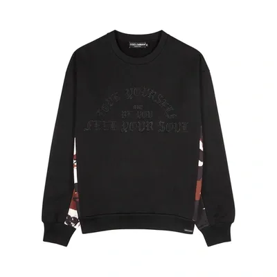 Dolce & Gabbana Embroidered Cotton Sweatshirt In Black