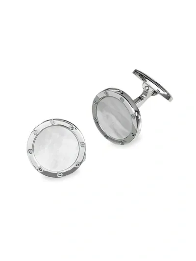 Jan Leslie Sterling Silver And Mother-of-pearl Rivet Detail Cufflinks