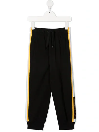 Fendi Teen Side Stripe Track Pants In Black