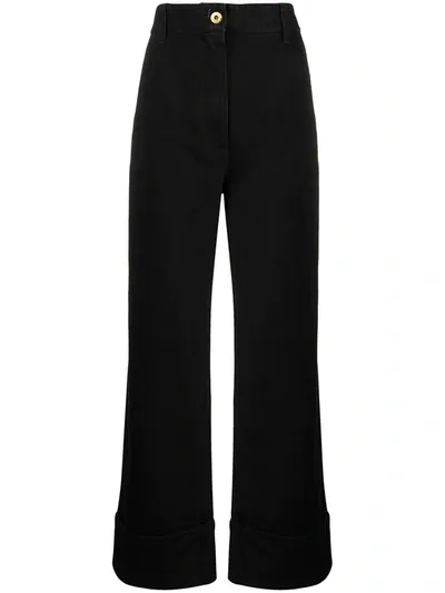 Patou Wide-leg Cropped Trousers In Black