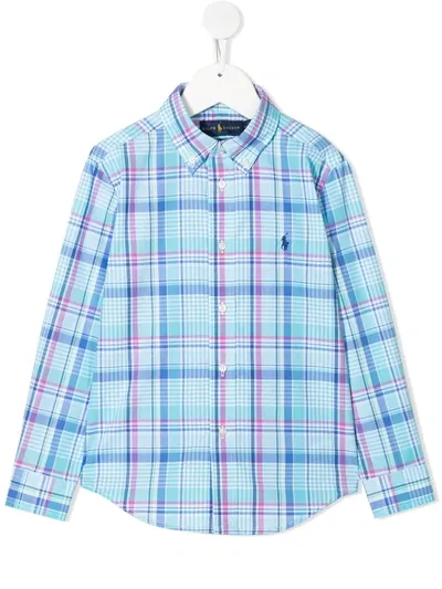 Ralph Lauren Kids' Check Print Shirt In Blue