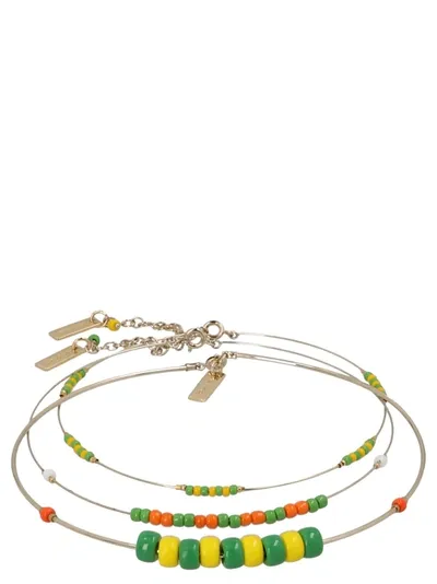 Etro Set Of Three Glass-beaded Chokers In Gold