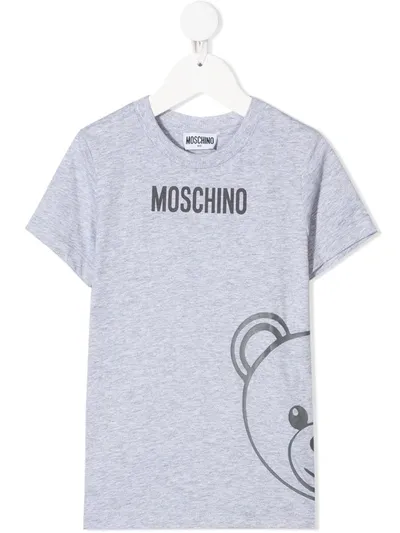 Moschino Kids' Logo-print Cotton T-shirt In Grey