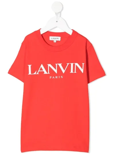 Lanvin Enfant Kids' Logo-print Cotton T-shirt In Red