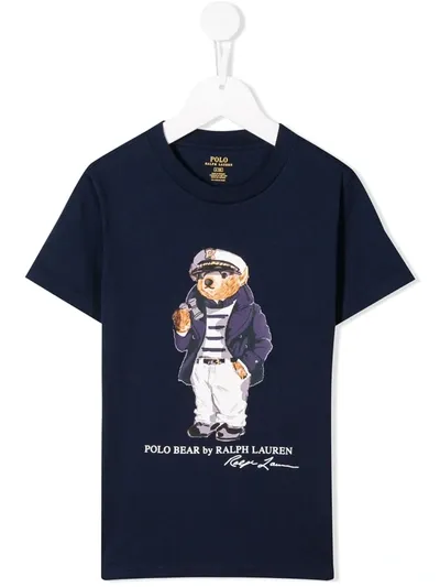 Ralph Lauren Kids' Polo Bear Print T-shirt In Blue