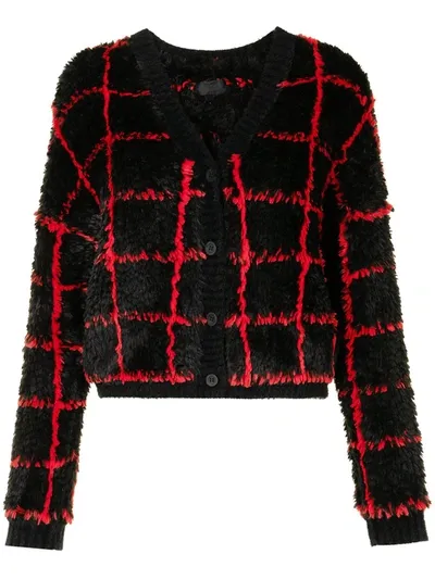 Rta Ella Checked Textured Cardigan In Black