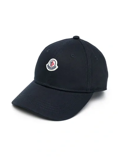 Moncler Kids' Logo Front Baseball Cap In Blue