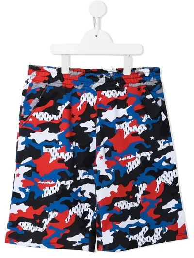 Neil Barrett Teen Camouflage-print Bermuda Shorts In Red