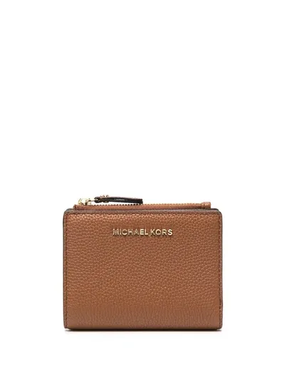 Michael Michael Kors Logo Plaque Wallet In Brown