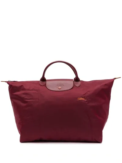 Longchamp Large Le Pilage Travel Bag In Red