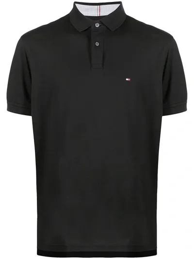 Tommy Hilfiger Logo-patch Short-sleeved Polo Shirt In Black