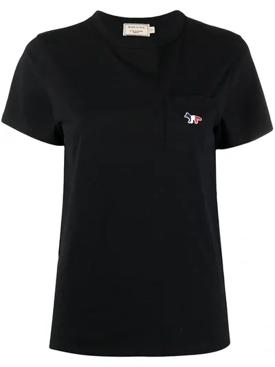 Maison Kitsuné Embroidered Logo T-shirt In Black