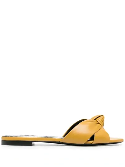 Saint Laurent Twist-detail Sandals In Yellow