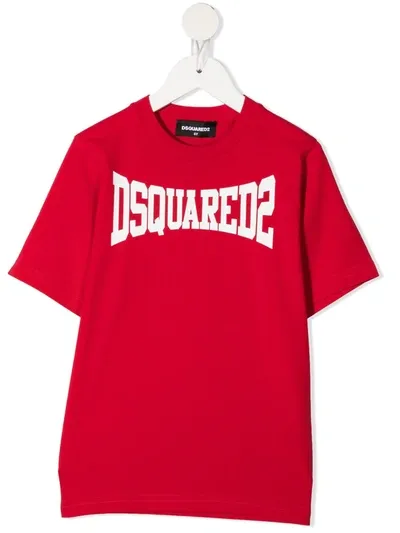 Dsquared2 Kids' Logo-print Short-sleeve T-shirt In Red