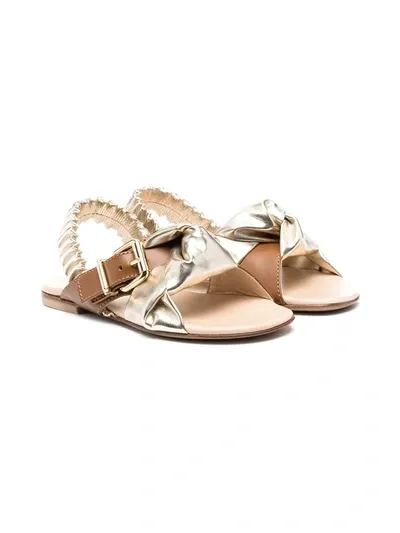 Ermanno Scervino Junior Kids' Colour-block Buckle Sandals In Gold