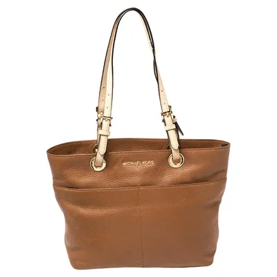 Pre-owned Michael Michael Kors Brown/beige Leather Bedford Tote